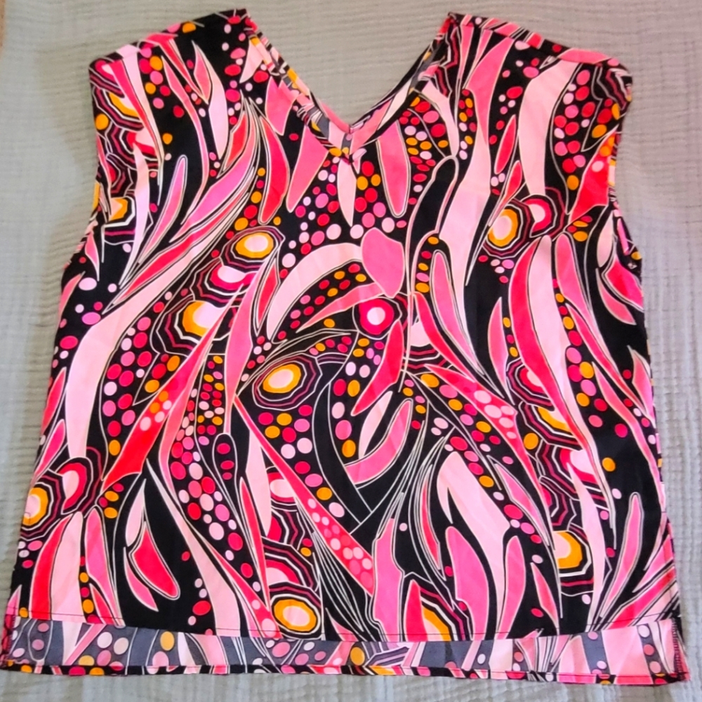 Vibrant Pink and Black Women's Fun, Funky Throwback Top